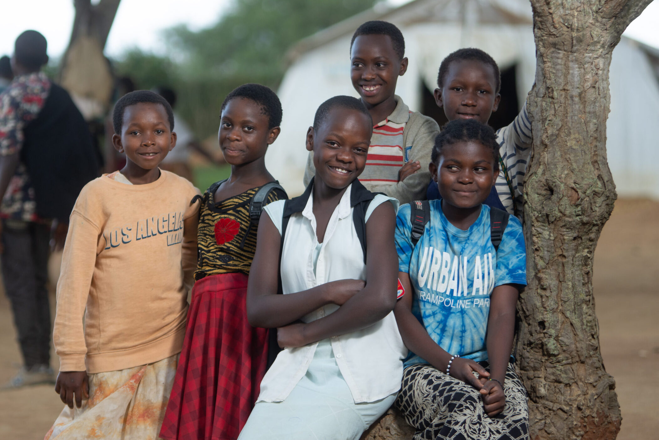 Children smiling at school in Uganda